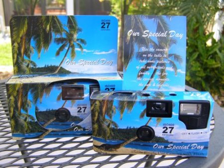 10 Pack Tropical Beach Disposable Wedding Cameras in Matching Gift Boxes 